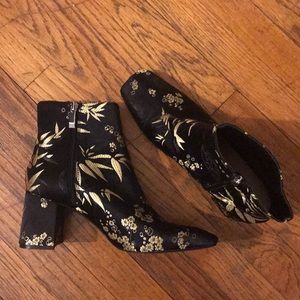 Zara Embroidered High Heel Ankle Boot